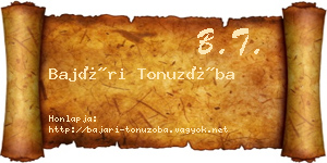 Bajári Tonuzóba névjegykártya